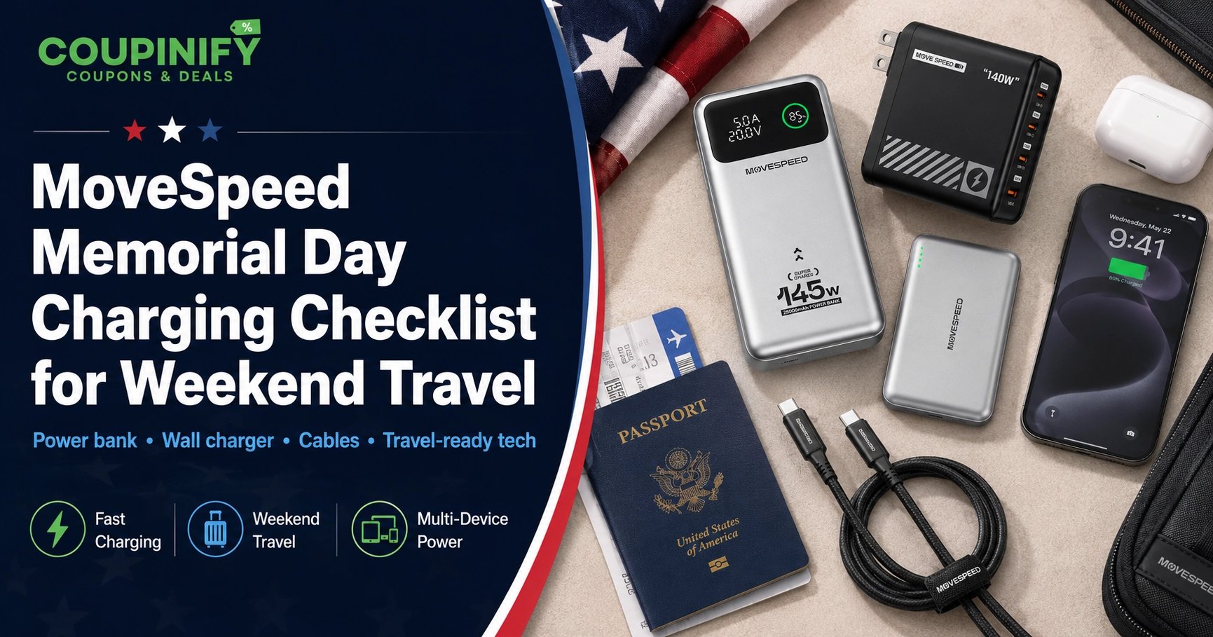 MOVESPEED Memorial Day Charging Checklist for Weekend Travel