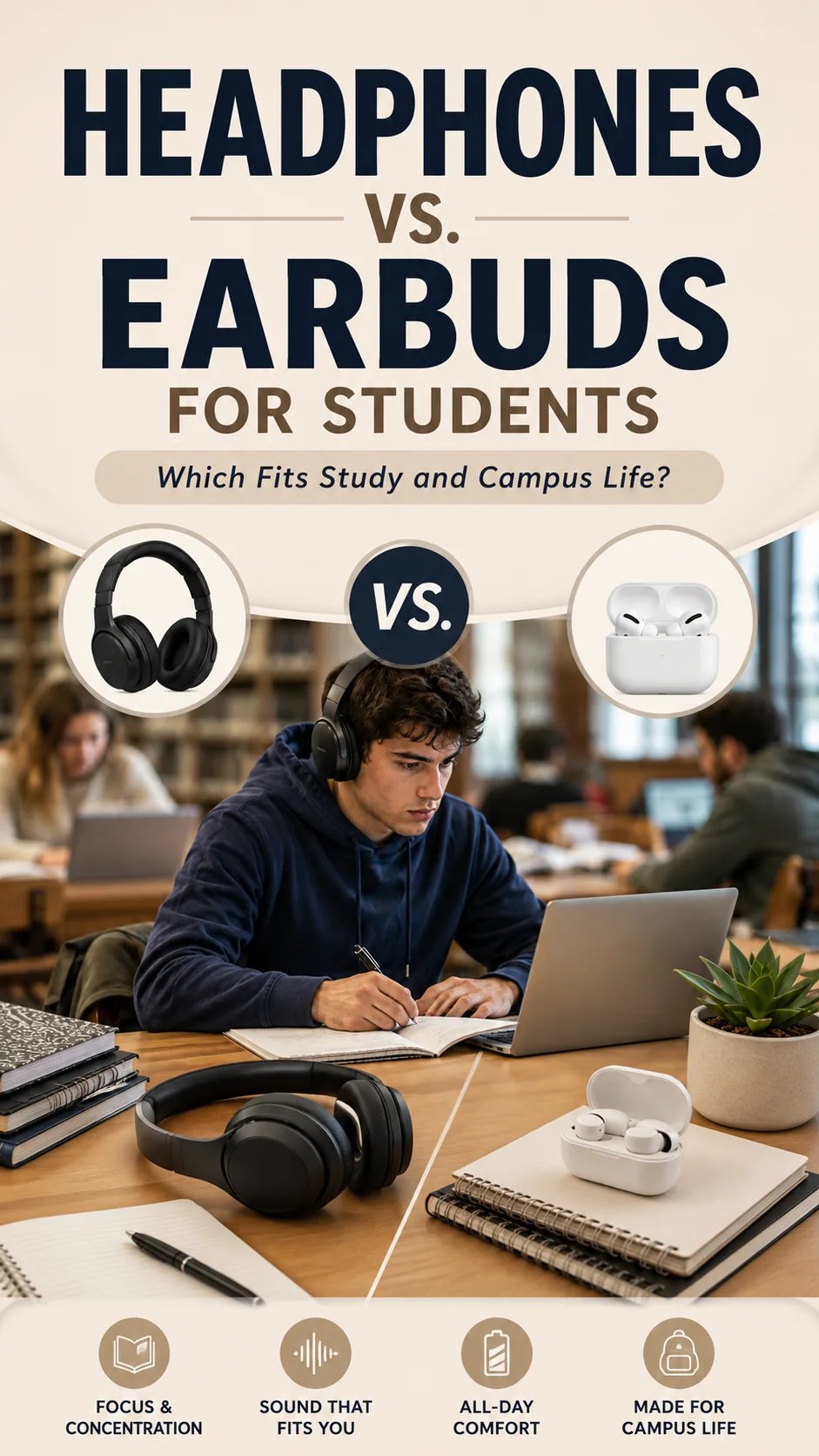 Headphones vs. Earbuds for Students: Which Fits Study and Campus Life?